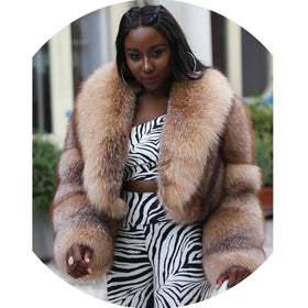 Special Fox Fur Winter Warm Women Big Shawl Real Fox Fur Collar Coat