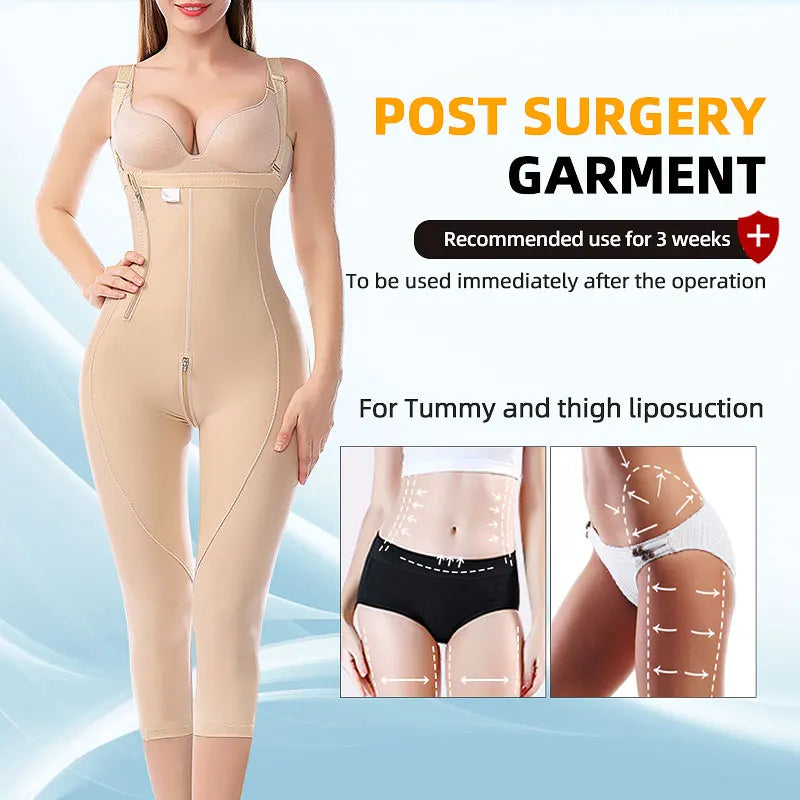 Women High Waist Open Crotch Zipper Post Operative Surgery Compression Liposuction Garment Legging Shapewear Pant
