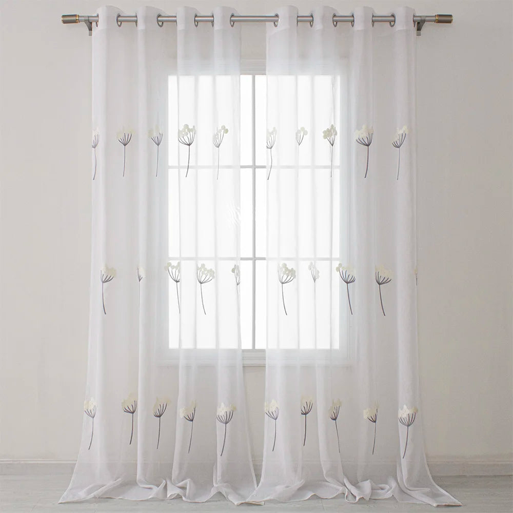 Wholesale Sheer Tulle Living Room Curtains Flower Design Embroidered Embroidery Voilage Drapes for Windows
