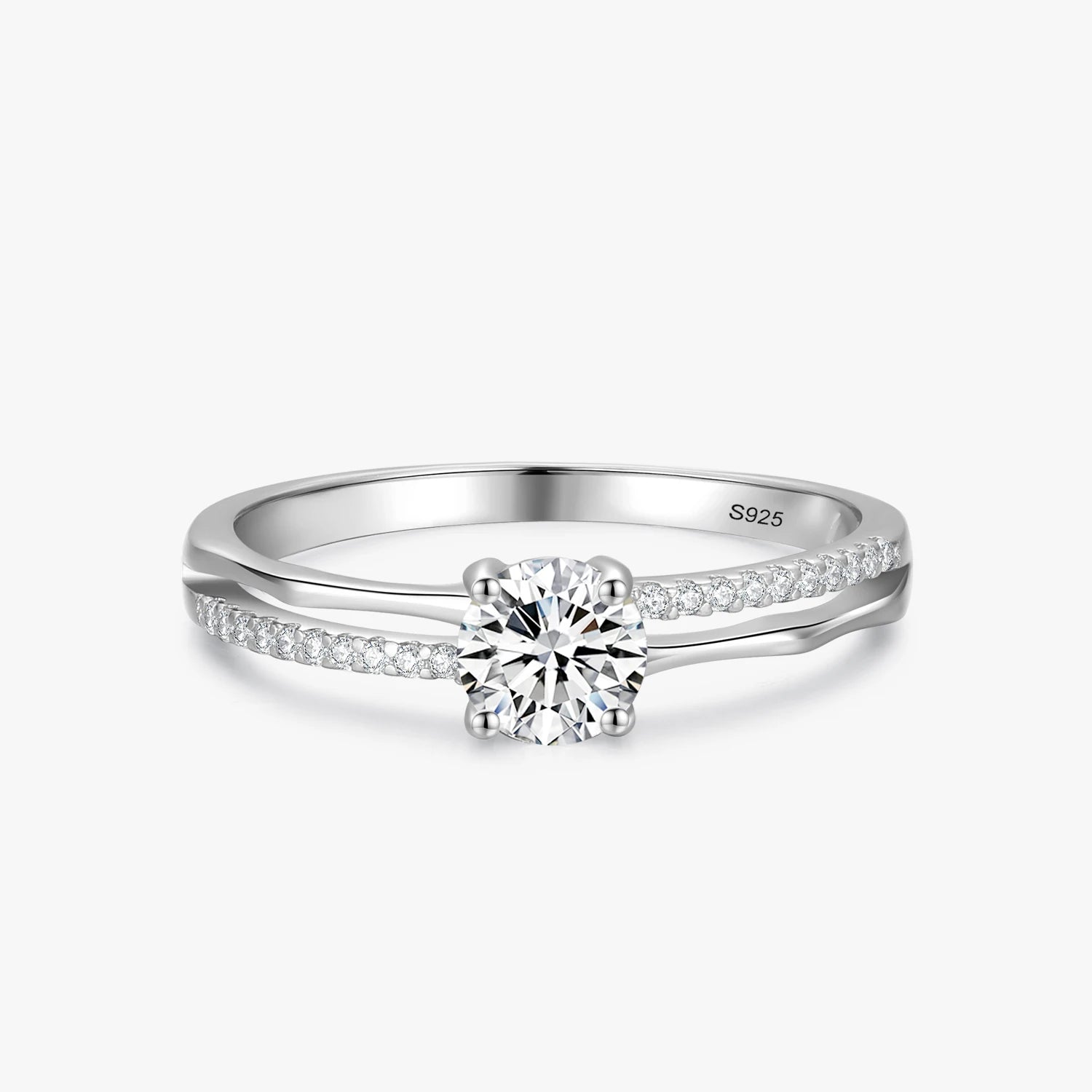 Ailmay 925 Sterling Silver Fashion Luxury Double Iine Slub Clear Zircon Rings for Women Wedding Engagement Fine Jewelry