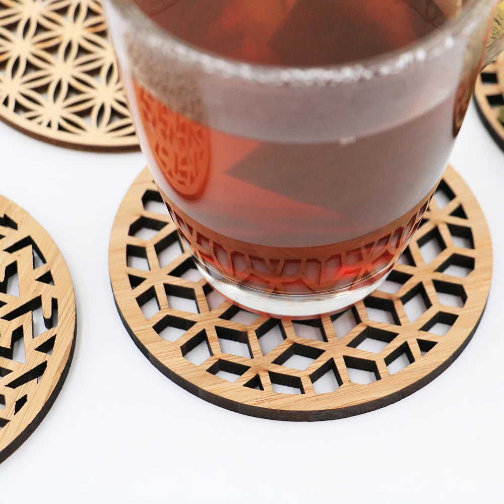 Bamboo Coaster with Mug Setup | Elegant Table Setting for Coffee & Tea Lovers