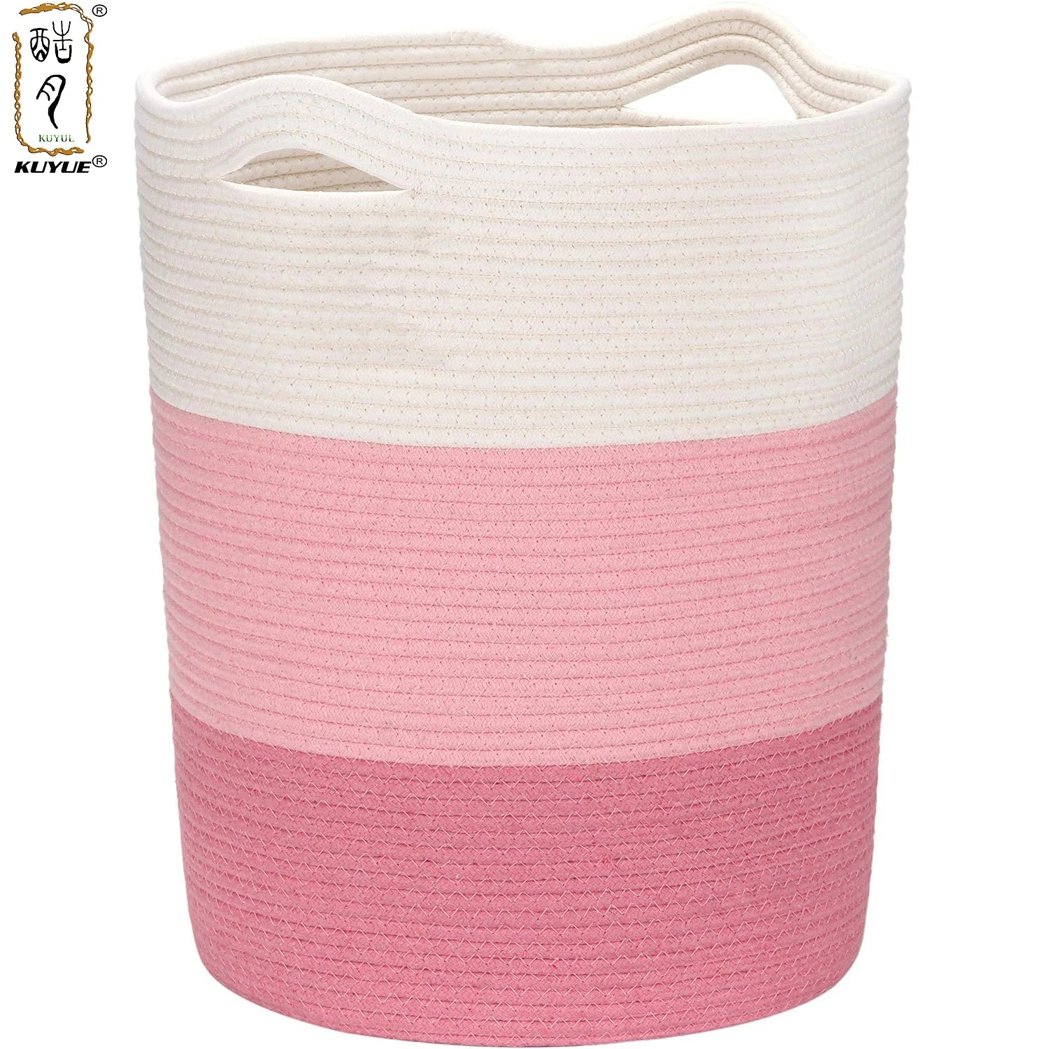 KUYUE Rope Basket Fabric Basket Large Round Woven Cotton Foldable Customized Logo Opp Bag Storage Baskets Home Organizer Manual