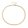 Simple Luxury Stainless Steel 14K Gold Plated 4MM Wide 42cm Length Twisted Chain Choker Necklace Jewelry for Women