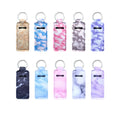 Wholesale Marble Style Lipstick Holder Key Chain Chapstick Wristlet Lanyards Neoprene Chapstick Holder for Plastic Empty Bottles