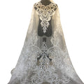 2022 Ivory Luxury Nigerian Bridal Sequin Net Lace Fabric 3D Elegant Embroidery Beaded Lace Fabric