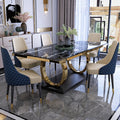 Modern Nordic Rectangular Luxury Dining Table Set Wooden Chairs for Kitchen Featuring Luxury Marble Top for Sale