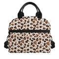 Leopard Print Dual 2 Compartment Lunch Bag for Adult Men Women Kids Large Leakproof Insulated Cooler Tote Bag W/ Strap for Work