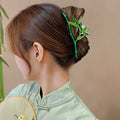 Pince Cheveux New Women's Retro Green Bamboo Hair Clips Women's Ponytail Claw Clip Shark Clip Girl Styling