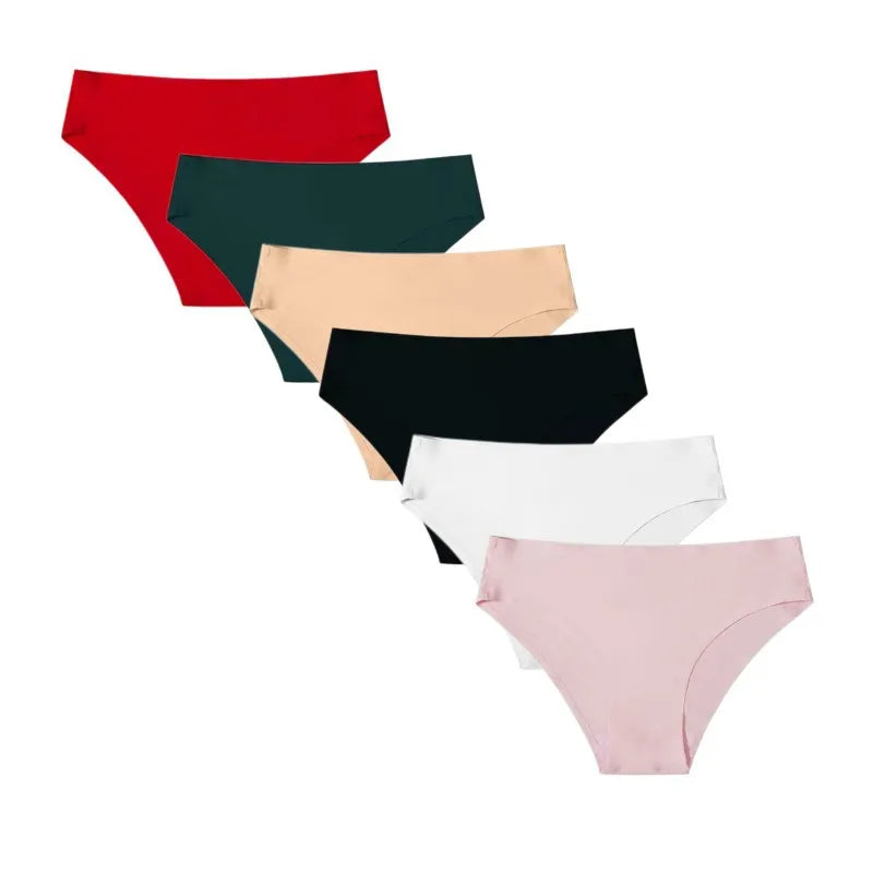 Evenyoung Wholesale Women Seamless Panty Solid Invisible Underwear Mid Waist Briefs Custom Logo Underpants Ice Silk Panties