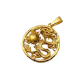 Vintage Chinese Zodiac Gold Dragon Necklace Punk Style Stainless Steel Dragon Badge Pendants Hollow Round Dragon Bead Pendant