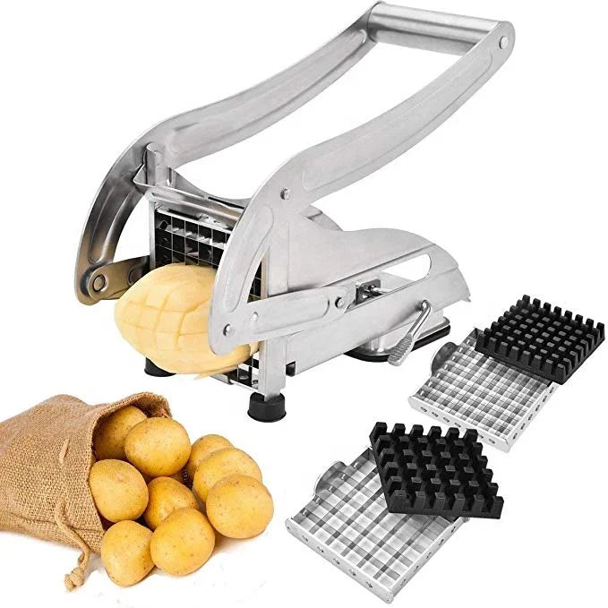 Commercial Food Grade Stainless Steel Manual Eco-Friendly Potato Chips Slicer and French Fry Cutter for Home Use