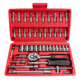 46pcs Versatile 1/4\" Drive CR-V Ratchet Socket Wrench Set Durable Light Metal Construction Auto Repair Combination Hard Case