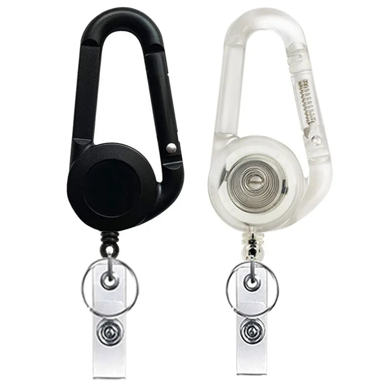Retractable Pull Id Reel Badge Lanyard Heavy Duty Custom with Clip Black Shell Good String Color Design Keyring Carabiner