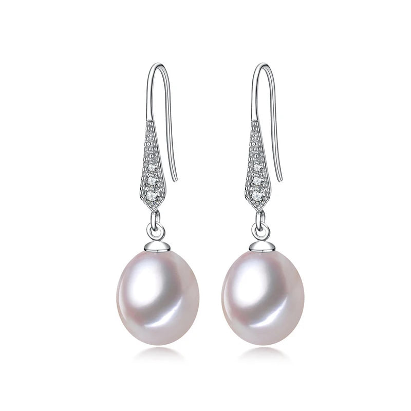 RINNTIN GPE01 High Quality 925 Silver Natural Freshwater Pearl Ear Hook Female Korean Explosive Simple Fashion Earrings