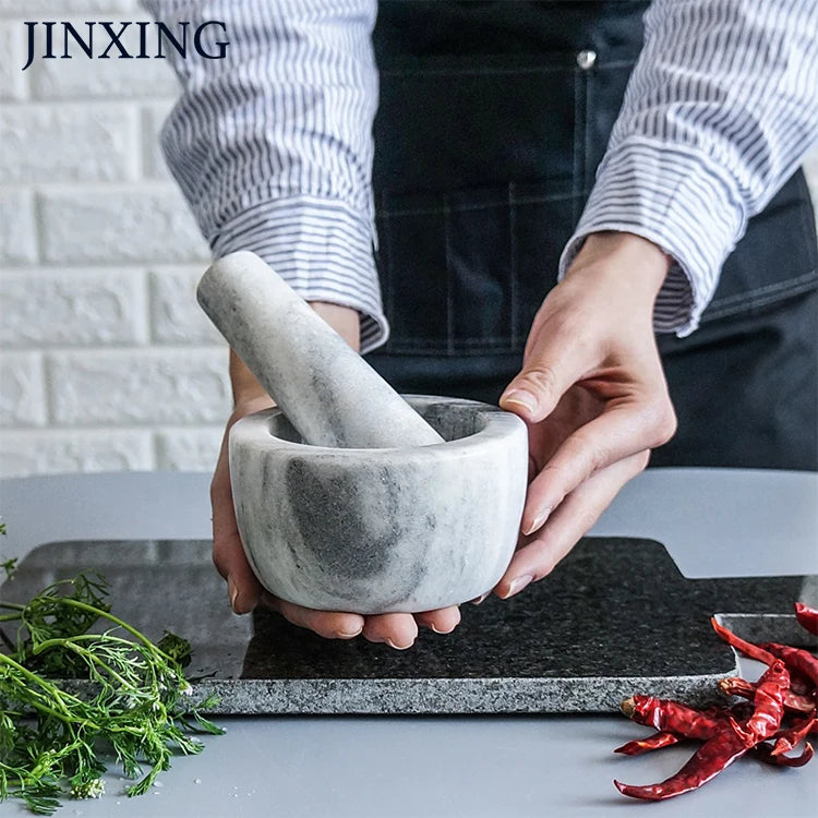 Jin Star Natural Stone Small Granite and Marble Mortar Pestle Set Eco-Friendly Home Kitchen Spice Tool with Customized Packing
