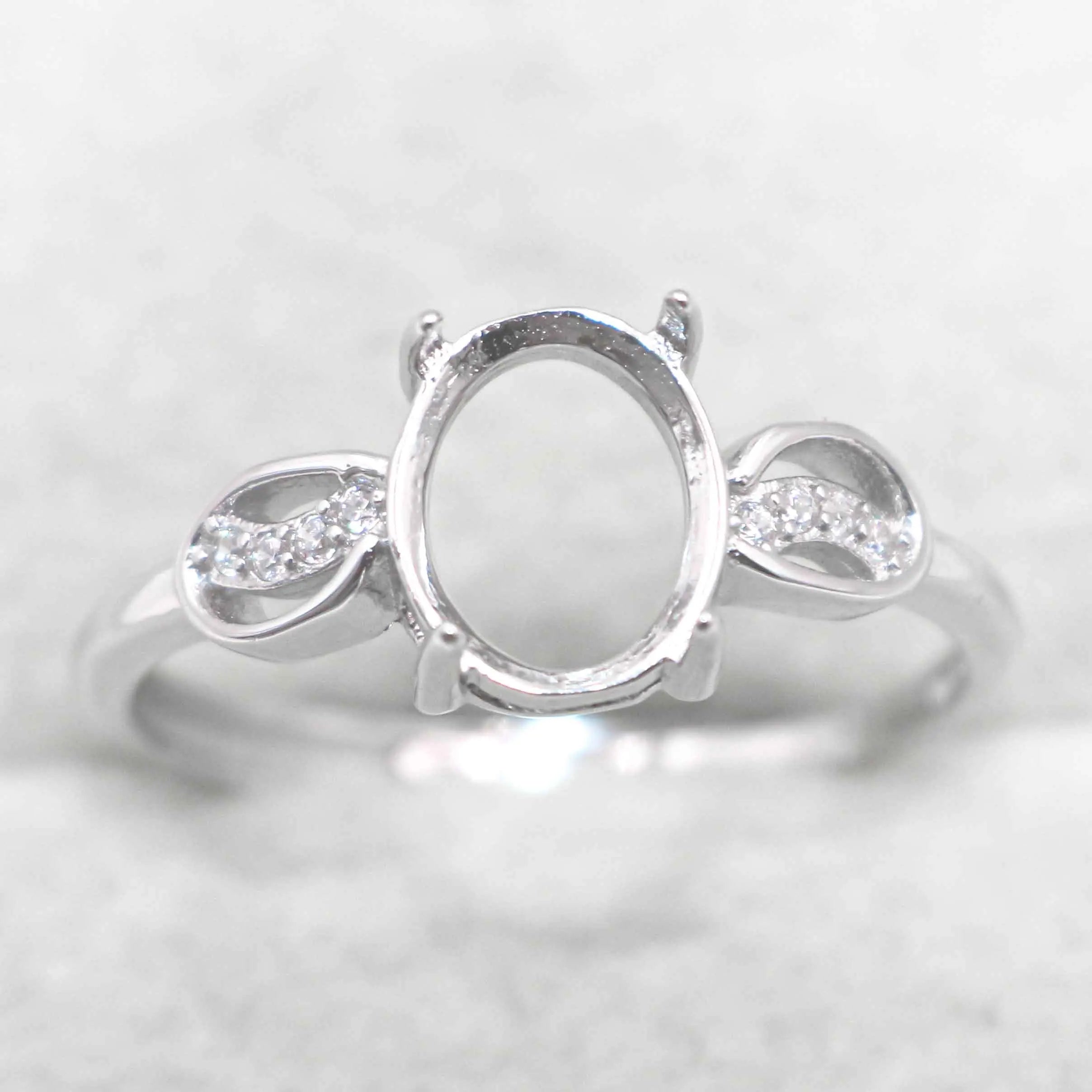 Sterling Silver 7*9mm Semi Mount Ring Empty Frame Blank Support Claw Setting S925 Base Holder Without Center Stone for DIY Inlay
