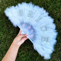 Wedding Supplies Party Props Full Velvet Plume Fan Stage Dance Performance Props BRIDE Fans Bridal Folding Fans