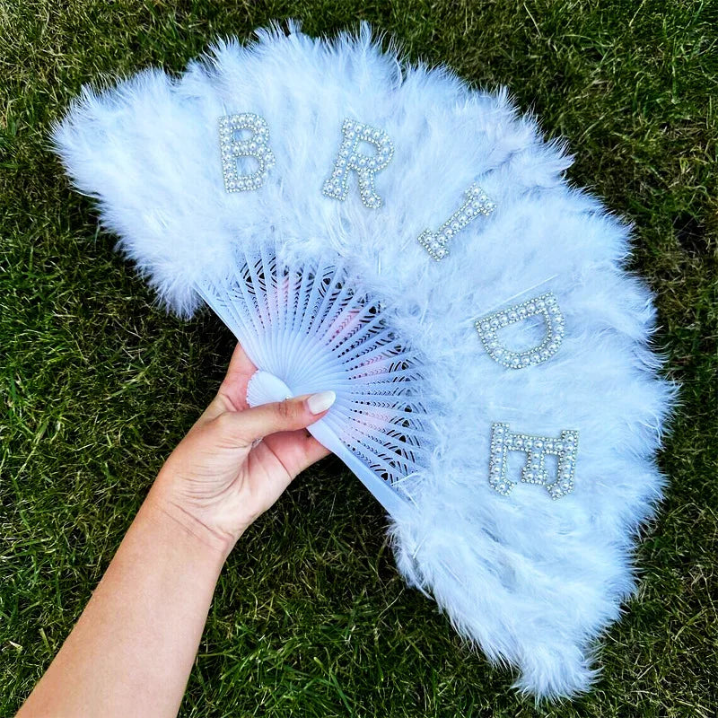 Wedding Supplies Party Props Full Velvet Plume Fan Stage Dance Performance Props BRIDE Fans Bridal Folding Fans