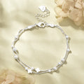 Fashion Double Layer Bead Bracelet Wholesale Exquisite Personality Silver Color Four-leaf Clover Bracelet for Women