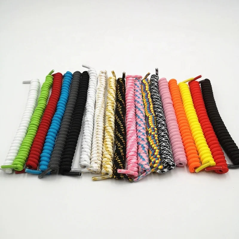 Sport Style No-Tie Elastic Spiral Lazy Shoelaces Fast Delivery Solid Pattern Transparent Plastic Tips Pairs Shoes