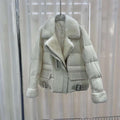 OFTBUY 2023 Women's Winter Motorcycle Jacket Real Mink Fur Collar Goose Puffer Quilted Jacket Featuring Big Pockets New Arrival