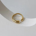 Minimalist Design Irregular Chunky Open Water Droplet Rings Jewelry Women Stainless Steel Gold Plated Dome Teardrop Finger Ring
