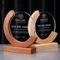 Blank Circle Plaque Crystal Trophy with Wooden Base MH-NJ0202
