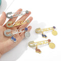 Alloy Diamond Footprints Brooch Gold Carving Muslims Badge Pins Ramadan Collar Clip for Baby Rhinestone Brooch