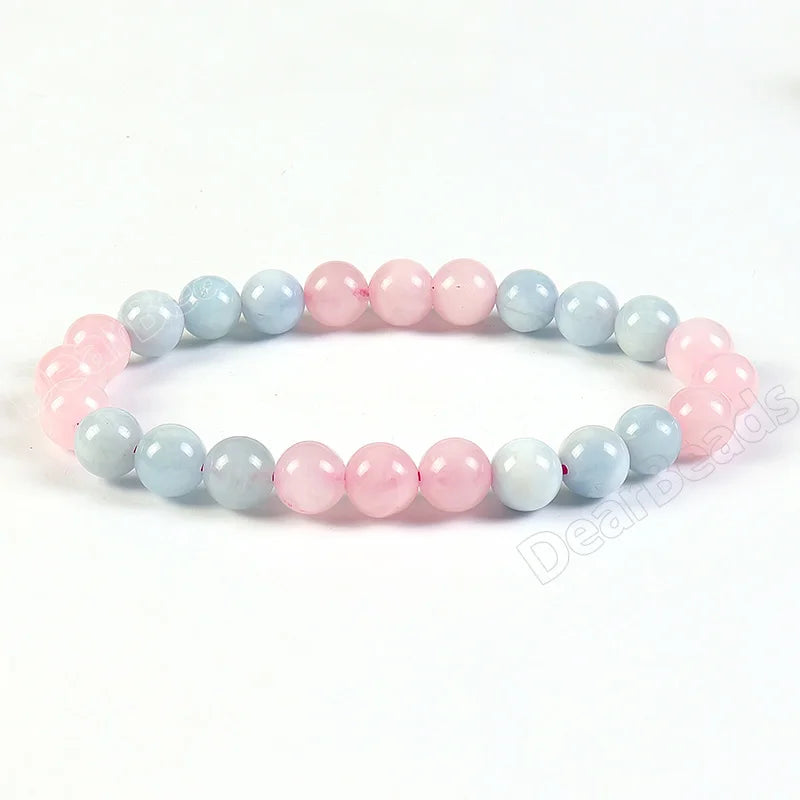 Wholesale Genuine Aquamarine Rose Quartz Stone Bracelet Gemstone Crystal Bracelets Stone for Woman