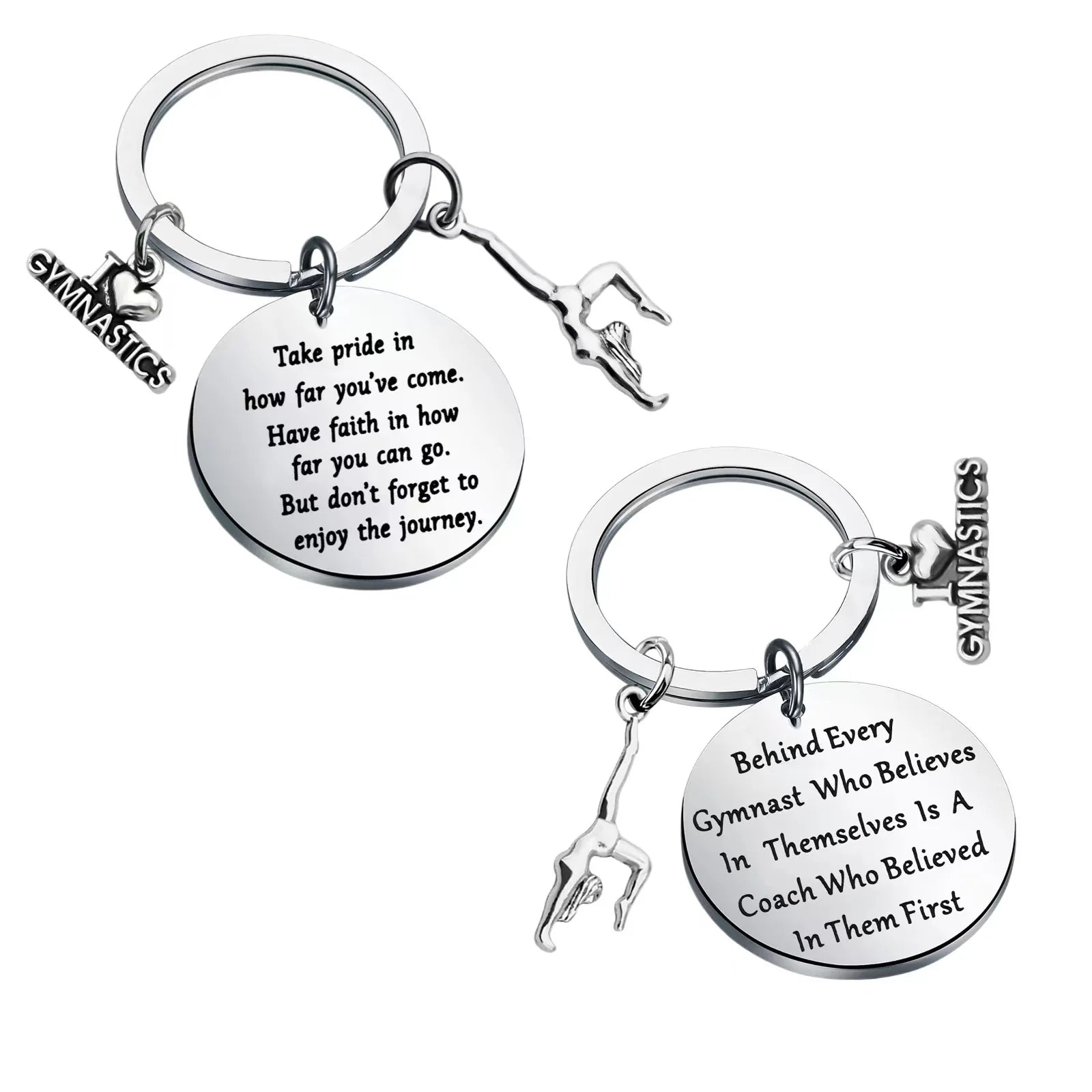 Custom Stainless Steel Rhythmic Gymnastics Keychains Behind Every Gymnast Who Believes Jewelry Gymnasts Trainer Class Team Gift