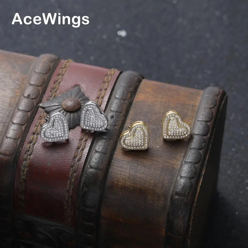 E032  CZ Earrings  Brass Setting Zircon Stud Earrings Hip Hop Bling Blilng Iced Out