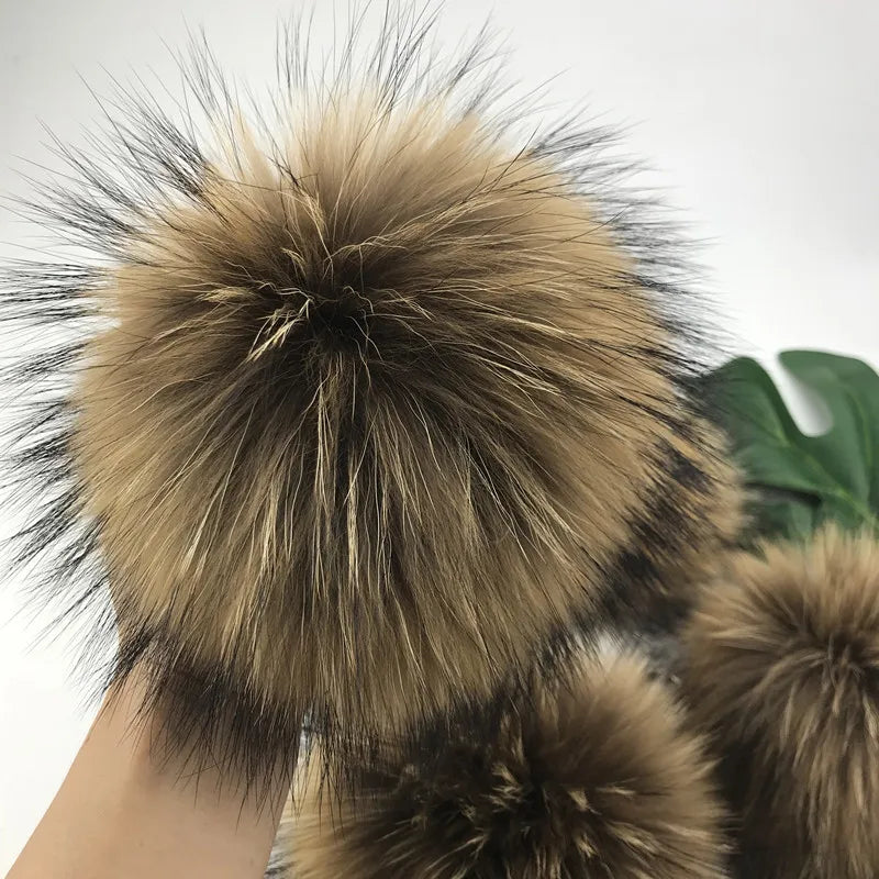 Lovely Colorful Genuine Raccoon Fur Pom Poms 100% Real Raccoon Fur PomPoms New Batton Style Real Raccoon Fur Ball MegaBDM