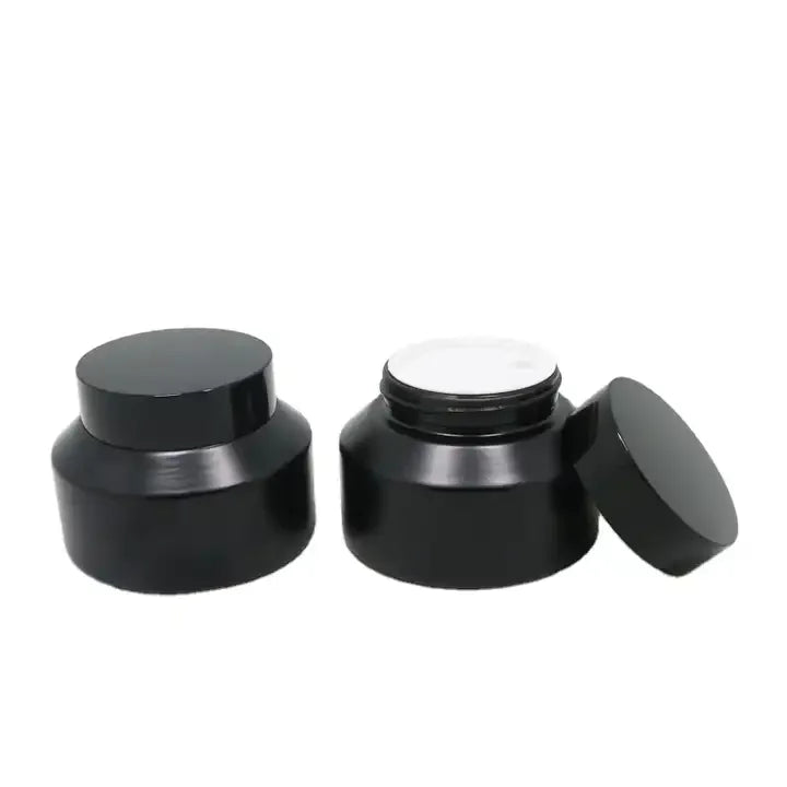 Luxury Cream Glass Jar Sturm Matte Black Cosmetic Jar 100ml 100g Glass Cream Jar With Plastic Lid for Face Cream With Customized