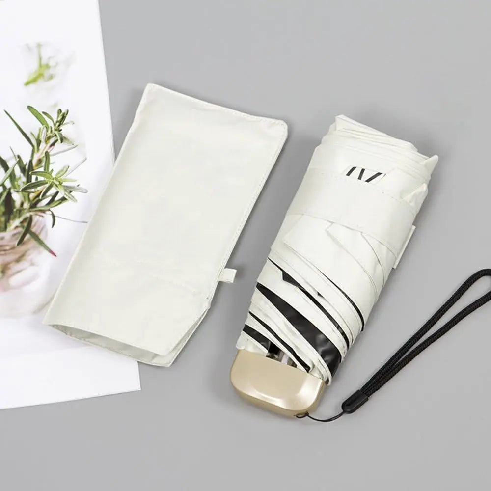 Lady Mini Capsule Umbrella Girls Portable Pocket 5 Folding Umbrella UV Production Sunscreen Umbrellas With Case