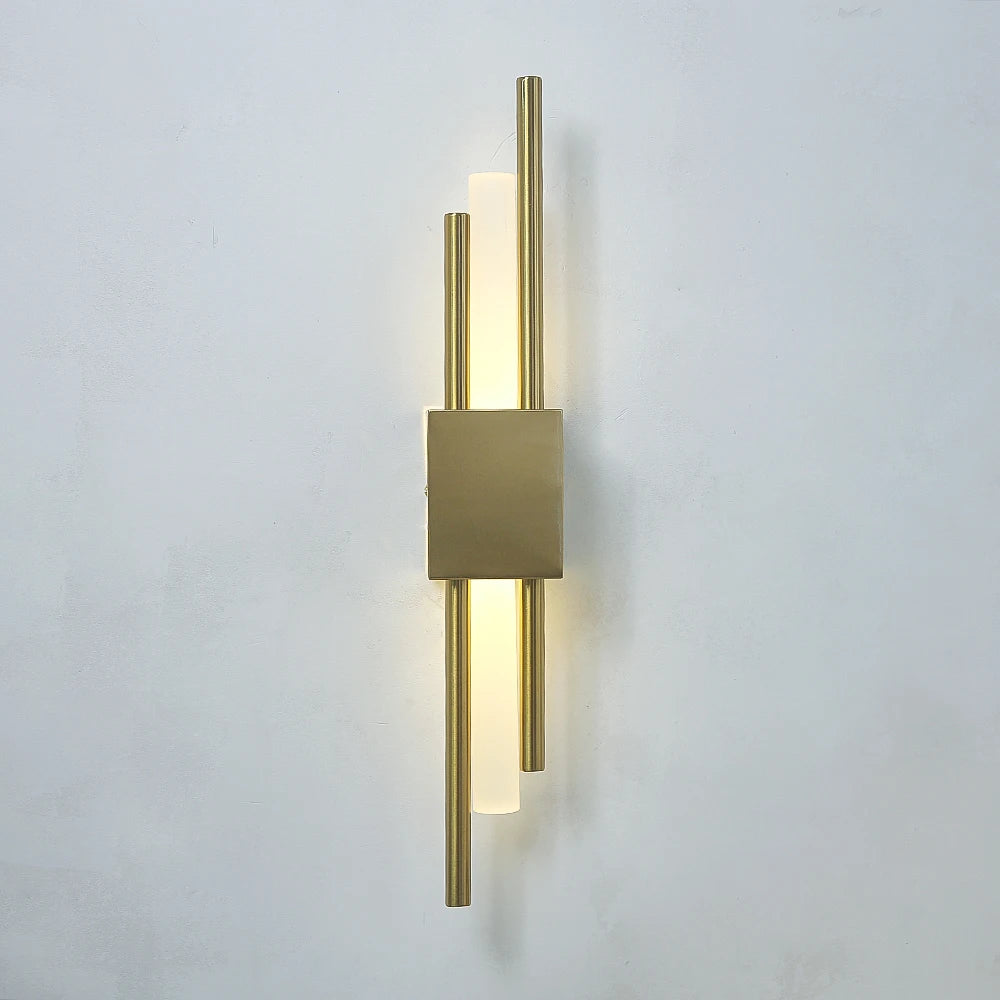 Modern Stylish 50cm LED Black Gold Wall Lamp Pipe Rechargeable for Bedroom Living Room Hallway Wall Sconce
