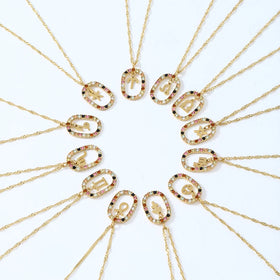 Ruigang Customized Stainless Steel Fashion Jewelry Necklace Colorful Zircon Necklace Women Rainbow 12 Zodiac Necklace