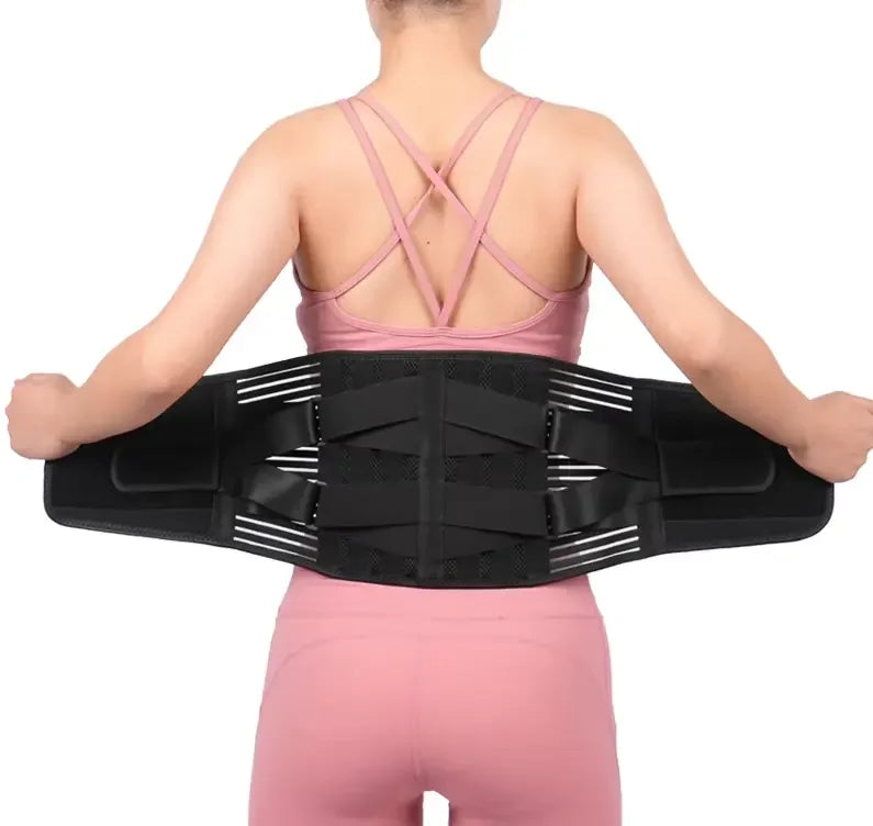 Pain Relief Sports Work Adjustable Double Pull Strap Lower Waist Back Brace Lumbar Support Belt