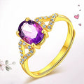 Simple Plating Brass 24k Dubai Gold Plated Purple Zircon Diamond Wedding Engagement Finger Ring Jewelry Rings for Women