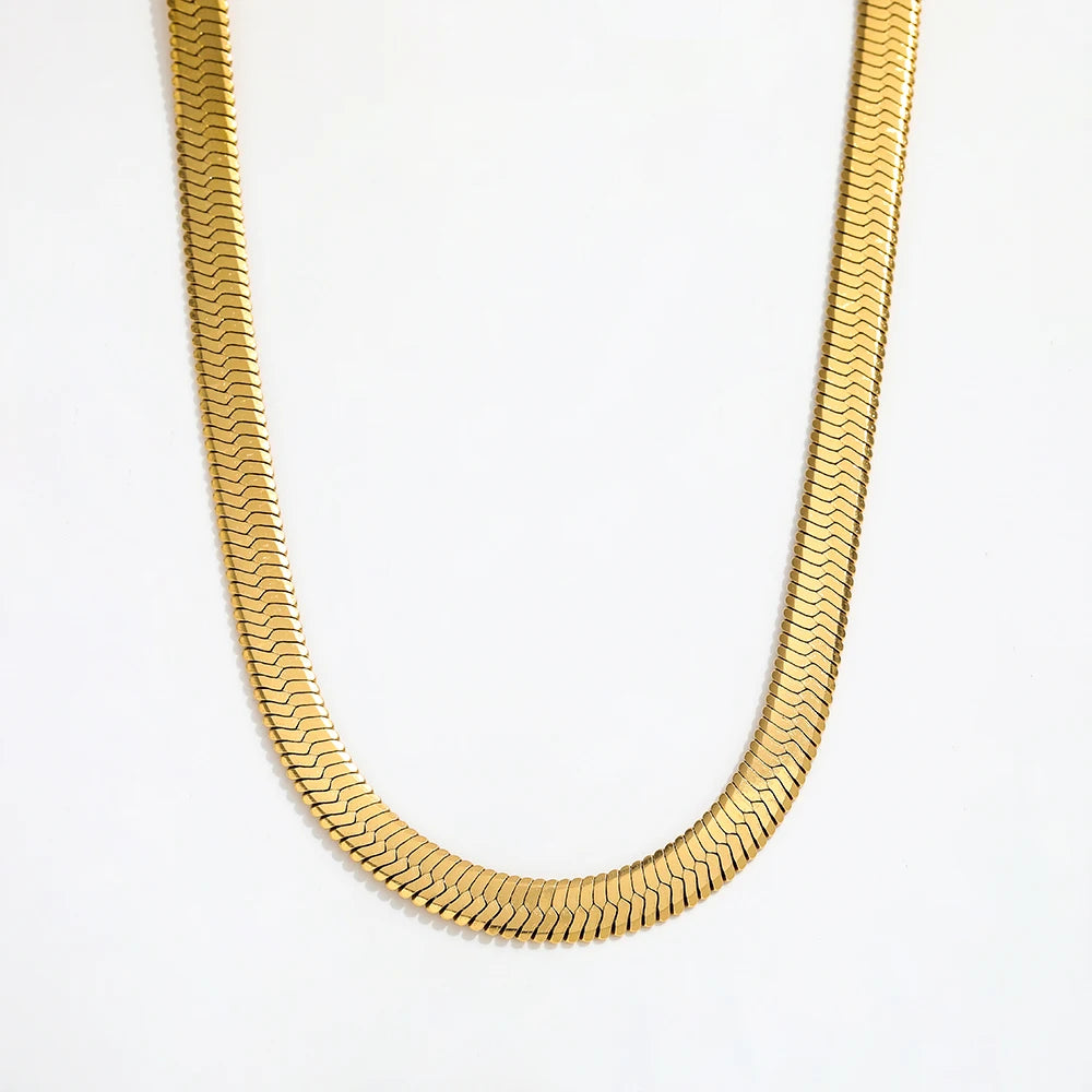 Fenny 18K Gold Plated No Fade Width 6MM Permanent Simple Basic Snake Chain Necklace Stainless Steel Jewelry Wholesale MegaBDM