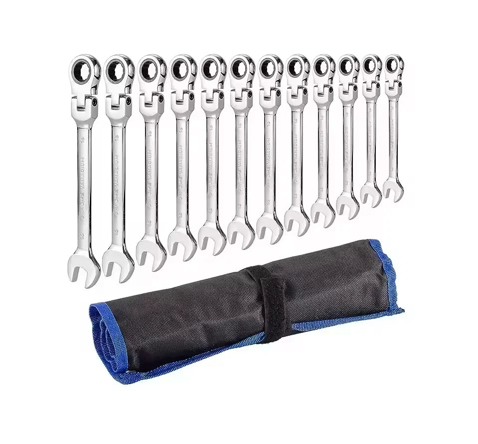 Customized Industrial DIY Inch Double Head CR-V Metric Combination Wrench Set 350NM Max Torque Mirror Surface Jaw Capacity Hand
