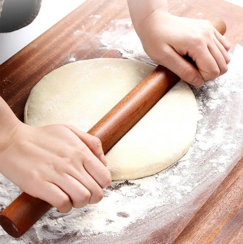 Dark Brown Custom Logo Food Safe Baking Dumpling Pie Pastry Noodles Ebony Wood Rolling Pin