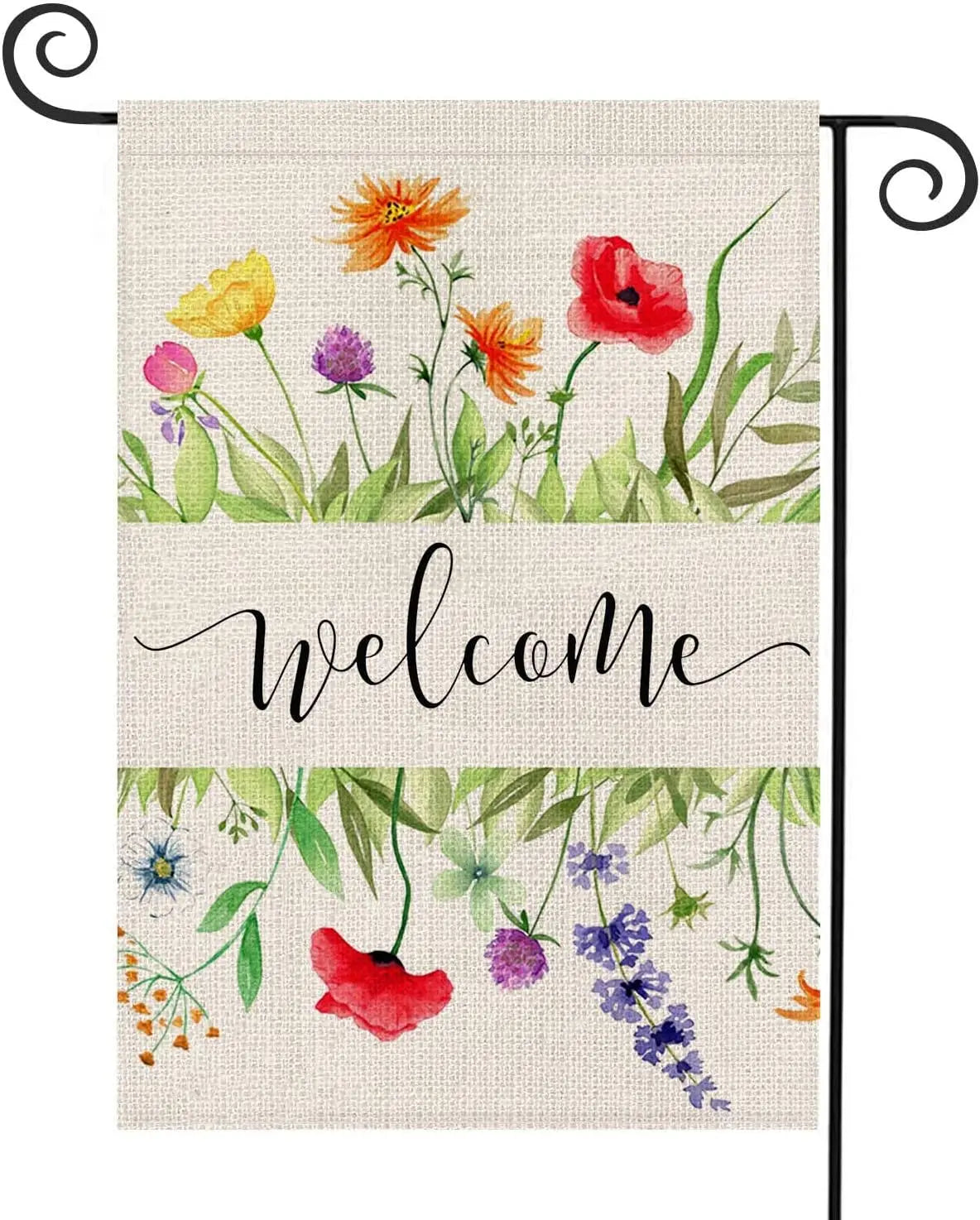 12x18 Inches Vertical Double Sided Watercolor Floral Welcome Spring Garden Flag