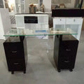 Foshan Factory Modern Cheap Black Glass Top Nail Manicure Table for Sale