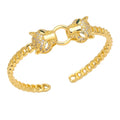 Fashion Adjustable Bangle Bracelet Letter Double T Zircon Open Bangle Jewelry Women
