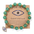 Lucky Evil Eye Gold Spacer Beads Green Aventurine Lapis Lazuli Retro Crystal Beaded Bracelet