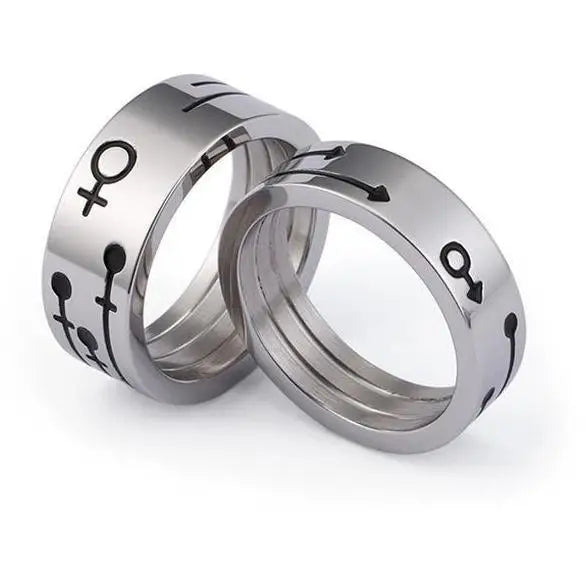 SC New Style Creative Couple Rings Gift Trendy Stainless Steel Rings Fashion Silver Male Female Smbols Rings for Couple