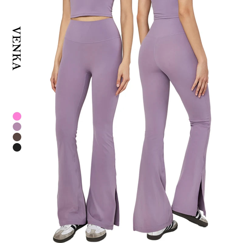 2024 Women's High Waist Breathable Butt Lift Yoga Leggings Free Size Flared Seamless Sports Pants Tracksuit for Spring Summer