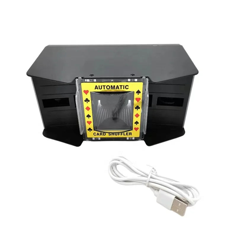 USB Type Automatic Plastic Modern 2-Deck Poker Card Shuffler for Indoor/Outdoor Casino Games