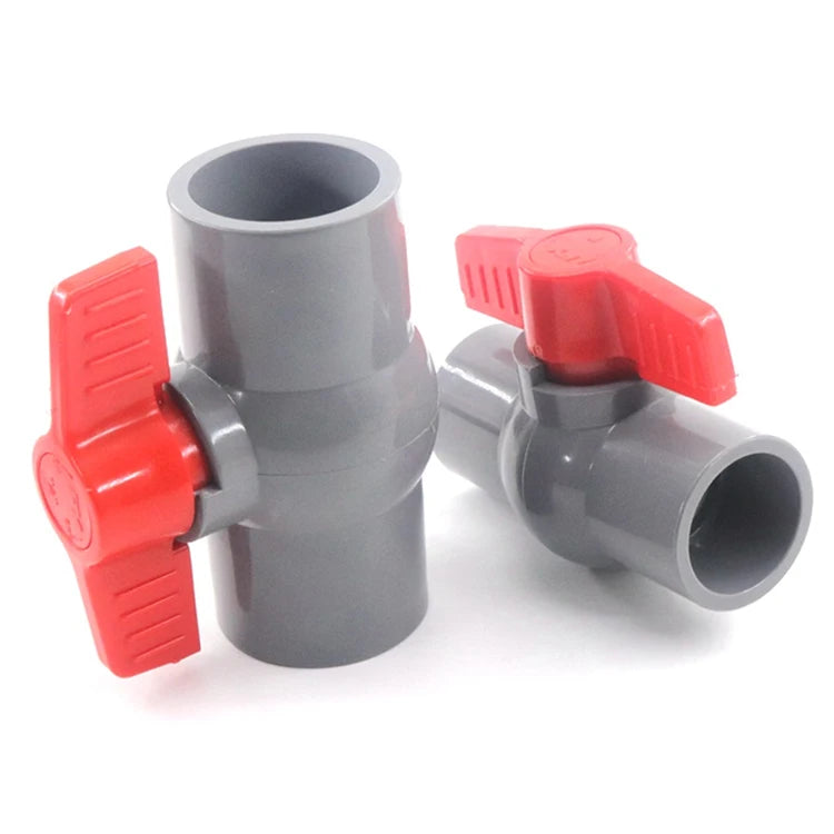 1/2"~2" Thread and Socket Type Grey Plastic PVC Ball Valve Garden Irrigation Fittings for Aquarium Fish Tank Switch Ball Valve