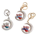 Diamond Bear Keychain Crystal Moon Love Bear Shaped Key Chains Couple Key Rings Bling Charm Gifts Rhinestone Teddy Bear Keychain